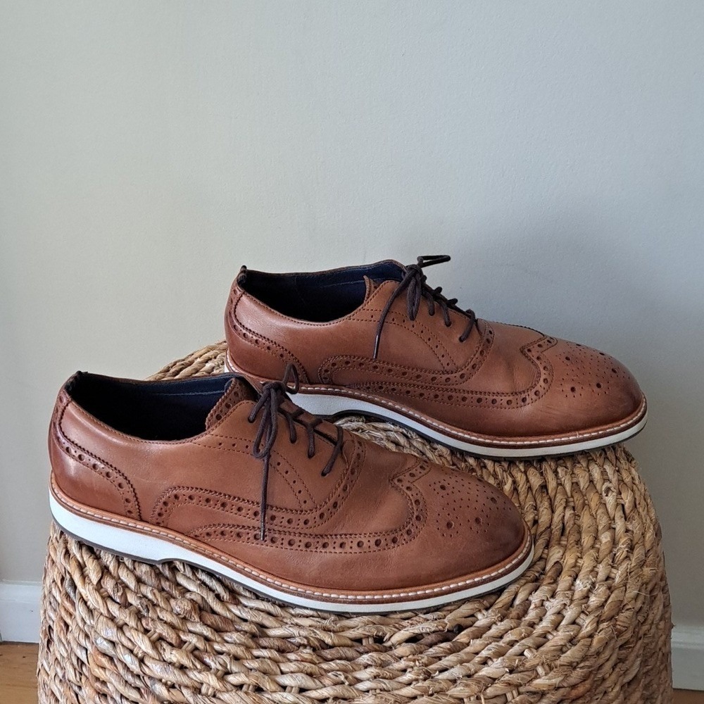 Cole Haan Mens Morse‎ Grand British Tan Leather Wingtip Oxford Derby Shoes S-10